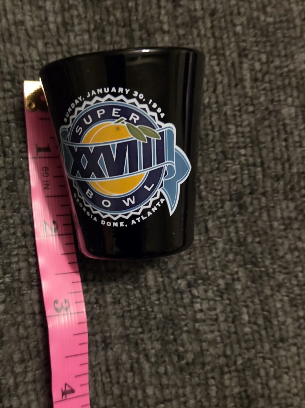 Super Bowl XVIII Commemorative Black Shot Glass. Vintage 1994